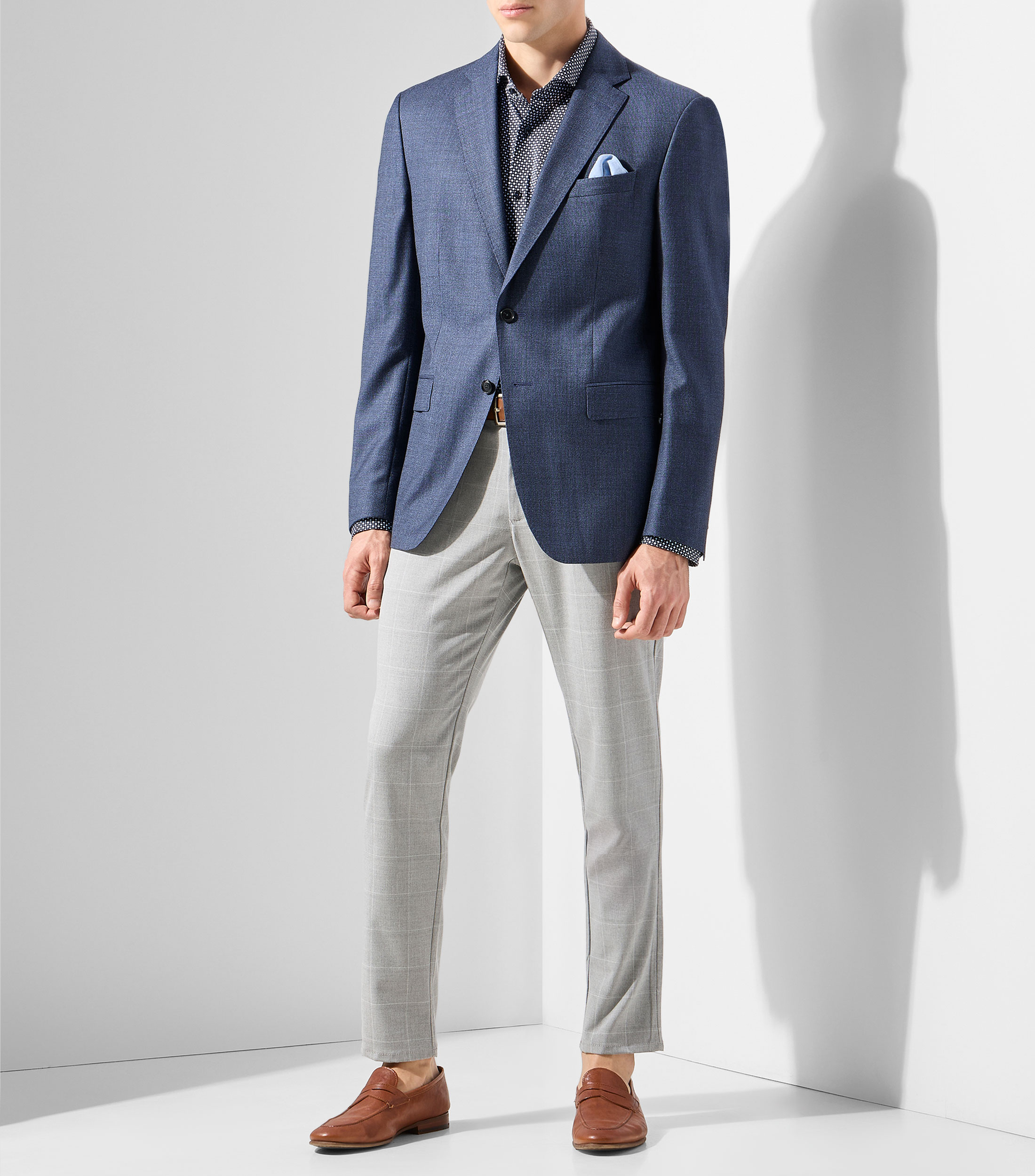Camisa con micro rombos manga larga Hombre